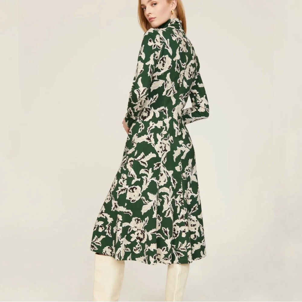 Tanya Taylor Dress Green Cream & Black Floral Thea Dress in Martini Multi 3X NWT - Picture 3 of 16